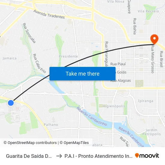 Guarita De Saída Da Uel to P.A.I - Pronto Atendimento Infantil map