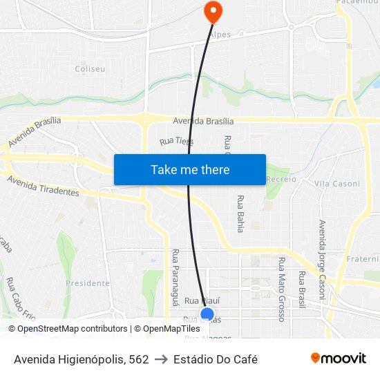 Avenida Higienópolis, 562 to Estádio Do Café map