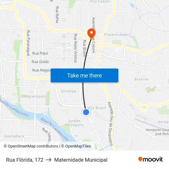 Rua Flórida, 172 to Maternidade Municipal map