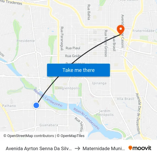 Avenida Ayrton Senna Da Silva, 509 to Maternidade Municipal map