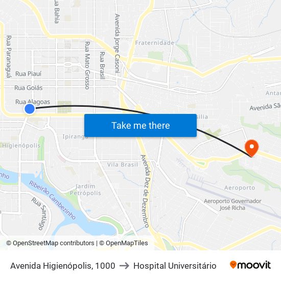 Avenida Higienópolis, 1000 to Hospital Universitário map