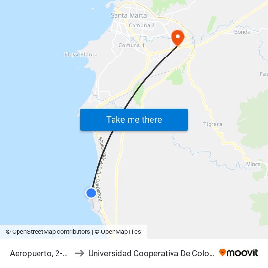 Aeropuerto, 2-100 to Universidad Cooperativa De Colombia map