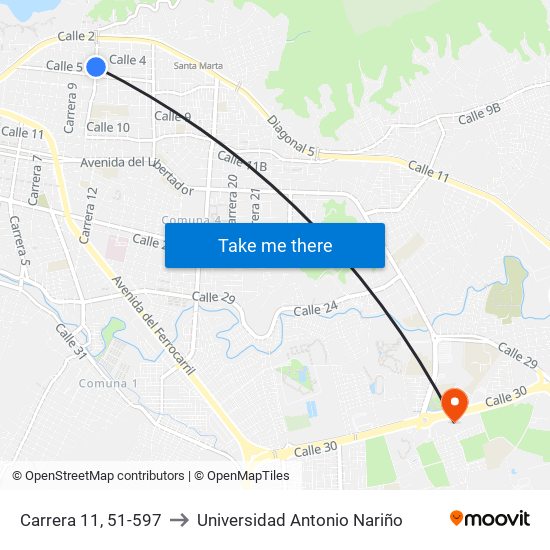 Carrera 11, 51-597 to Universidad Antonio Nariño map