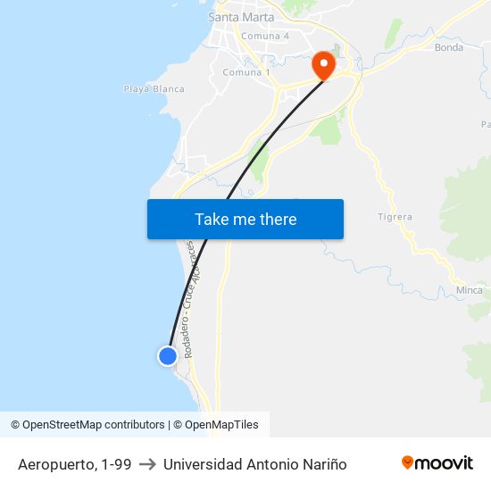 Aeropuerto, 1-99 to Universidad Antonio Nariño map