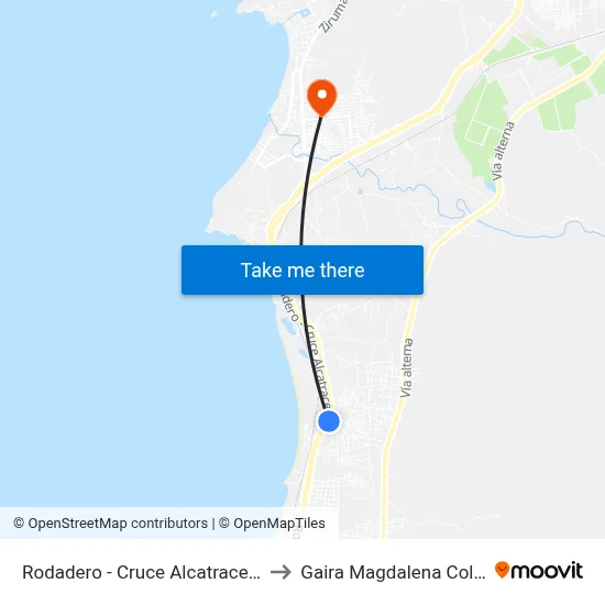 Rodadero - Cruce Alcatraces, 17-35 to Gaira Magdalena Colombia map