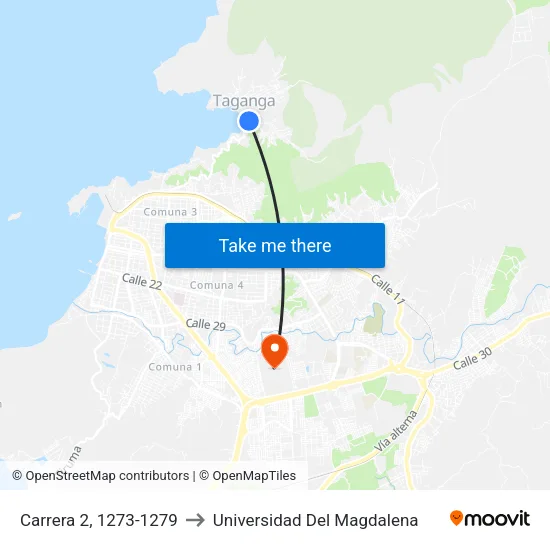 Carrera 2, 1273-1279 to Universidad Del Magdalena map