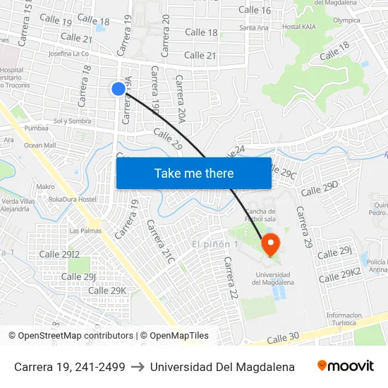 Carrera 19, 241-2499 to Universidad Del Magdalena map