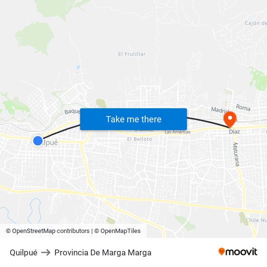 Quilpué to Provincia De Marga Marga map
