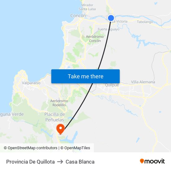Provincia De Quillota to Casa Blanca map