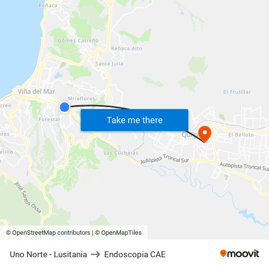 Uno Norte - Lusitania to Endoscopia CAE map