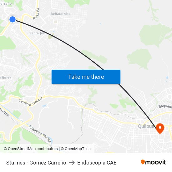 Sta Ines - Gomez Carreño to Endoscopia CAE map