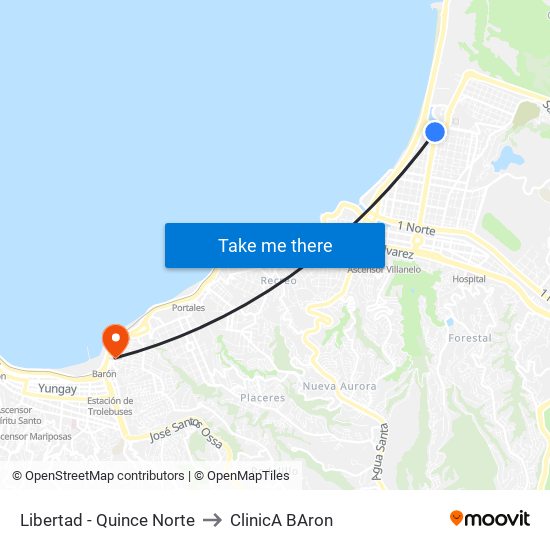 Libertad - Quince Norte to ClinicA BAron map