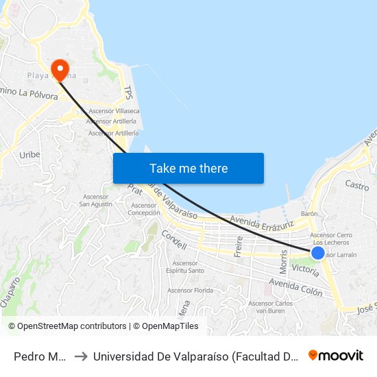 Pedro Montt, 2998 to Universidad De Valparaíso (Facultad De Ciencias - Ingeniería Ambiental) map