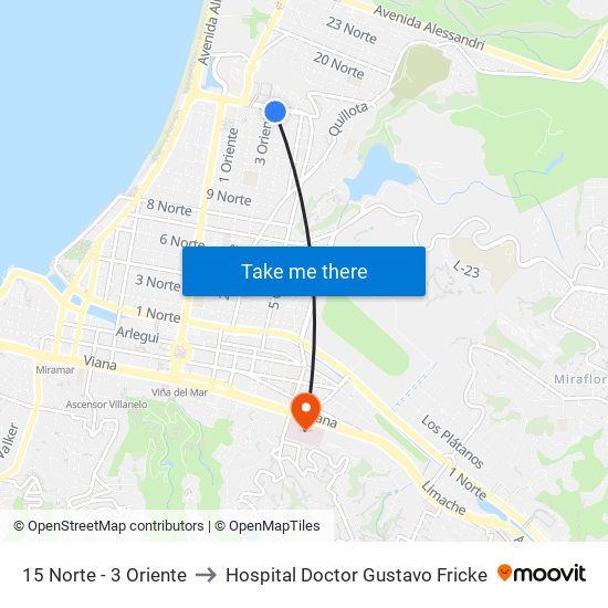 15 Norte - 3 Oriente to Hospital Doctor Gustavo Fricke map