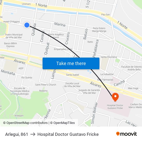 Arlegui, 861 to Hospital Doctor Gustavo Fricke map