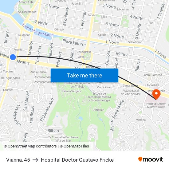 Vianna, 45 to Hospital Doctor Gustavo Fricke map