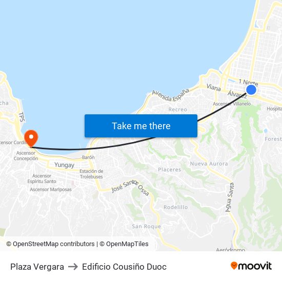 Plaza Vergara to Edificio Cousiño Duoc map