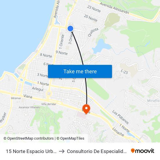 15 Norte Espacio Urbano to Consultorio De Especialidades map