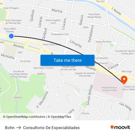 Bohn to Consultorio De Especialidades map
