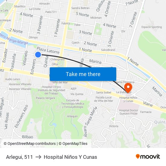 Arlegui, 511 to Hospital Niños Y Cunas map