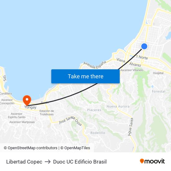 Libertad Copec to Duoc UC Edificio Brasil map