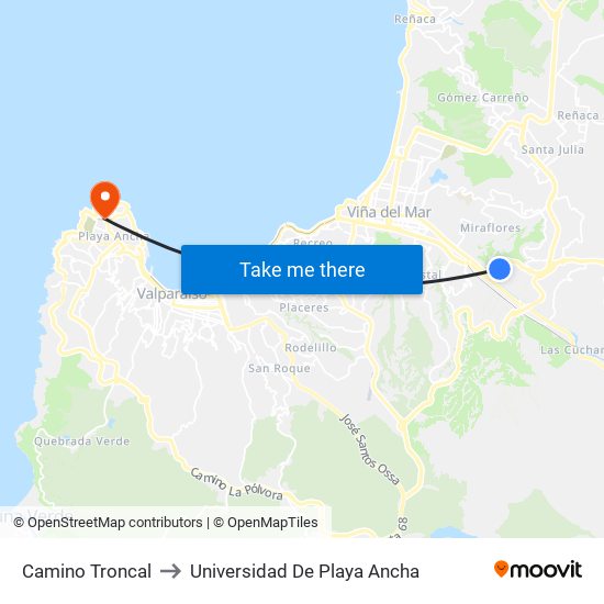 Camino Troncal to Universidad De Playa Ancha map