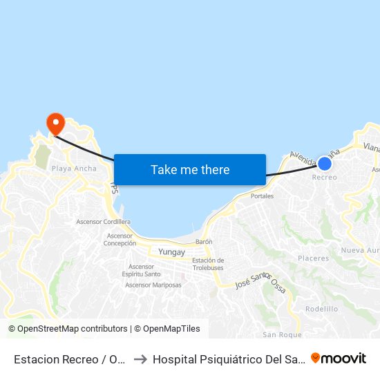 Estacion Recreo / Oriente to Hospital Psiquiátrico Del Salvador map