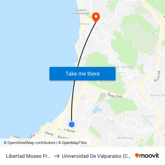 Libertad Museo Francisco Fonk to Universidad De Valparaíso (Campus De La Salud) map
