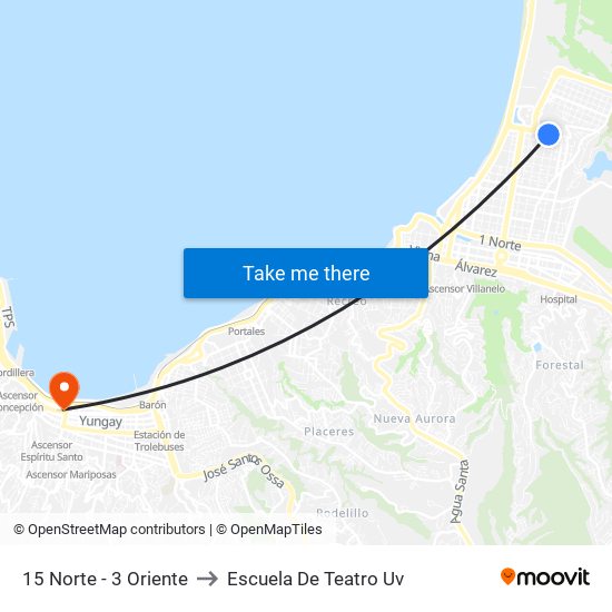 15 Norte - 3 Oriente to Escuela De Teatro Uv map