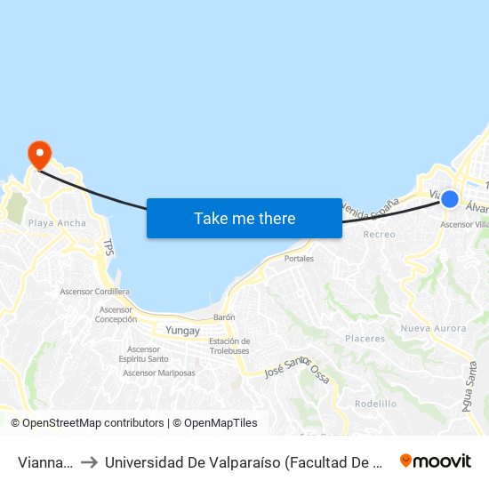 Vianna, 45 to Universidad De Valparaíso (Facultad De Odontología) map