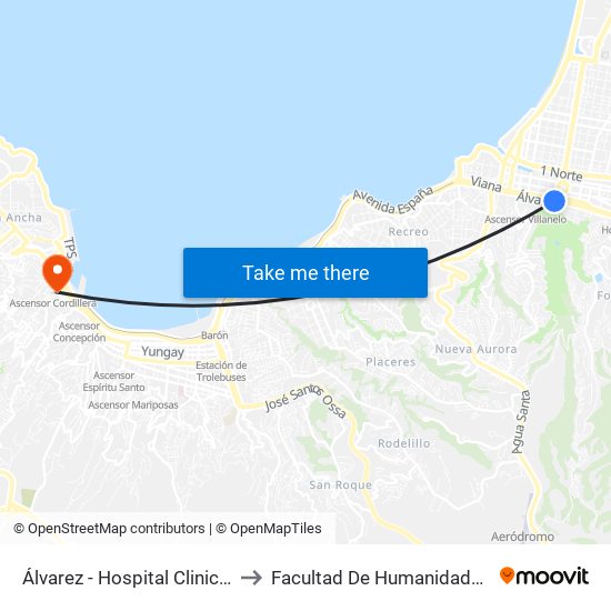 Álvarez - Hospital Clinico Ist to Facultad De Humanidades Uv map