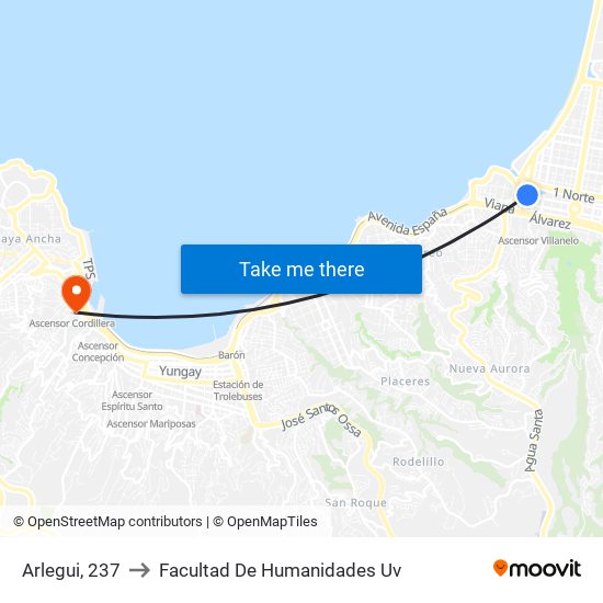 Arlegui, 237 to Facultad De Humanidades Uv map