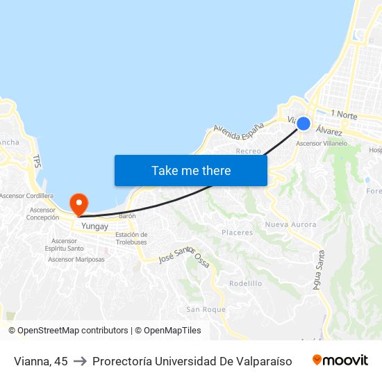 Vianna, 45 to Prorectoría Universidad De Valparaíso map