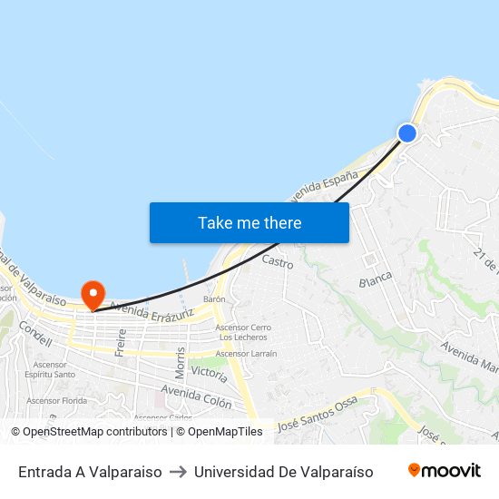 Entrada A Valparaiso to Universidad De Valparaíso map