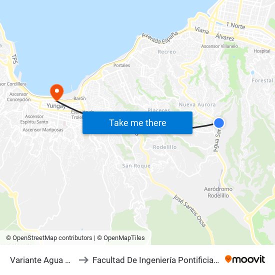 Variante Agua Santa - Los Canelos to Facultad De Ingeniería Pontificia Universidad Católica De Valparaíso map