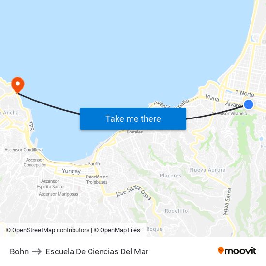 Bohn to Escuela De Ciencias Del Mar map