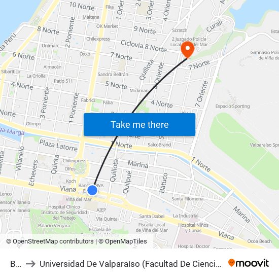 Bohn to Universidad De Valparaíso (Facultad De Ciencias Económicas Y Administrativas) map