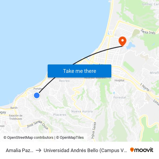 Amalia Paz, 591 to Universidad Andrés Bello (Campus Viña Del Mar) map