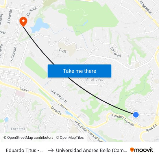 Eduardo Titus - Jorge Ross to Universidad Andrés Bello (Campus Viña Del Mar) map