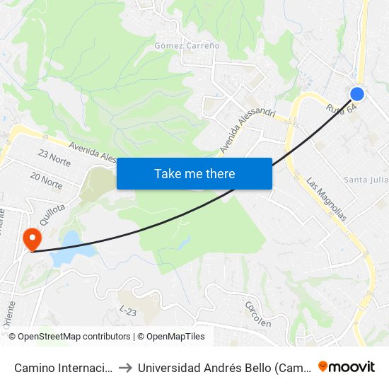 Camino Internacional, 4946 to Universidad Andrés Bello (Campus Viña Del Mar) map