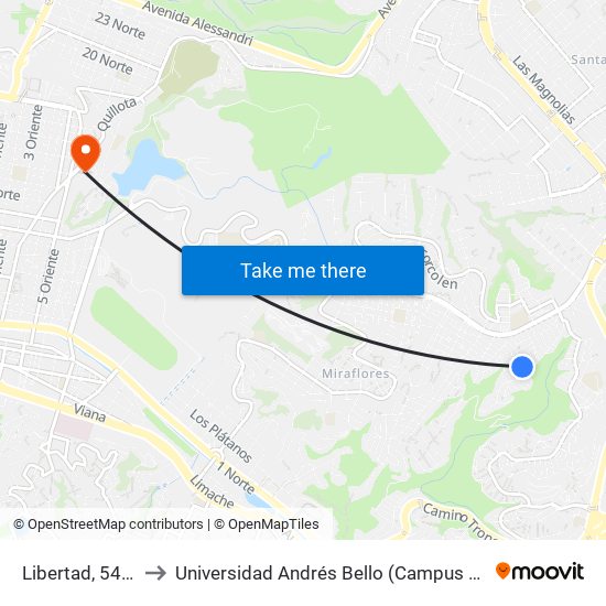 Libertad, 544-548 to Universidad Andrés Bello (Campus Viña Del Mar) map