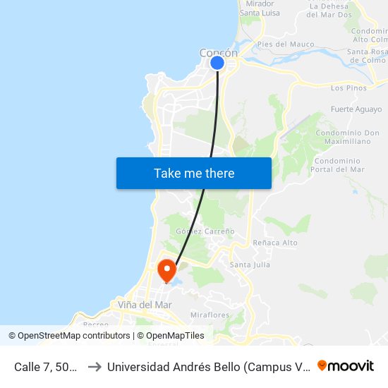 Calle 7, 501-599 to Universidad Andrés Bello (Campus Viña Del Mar) map