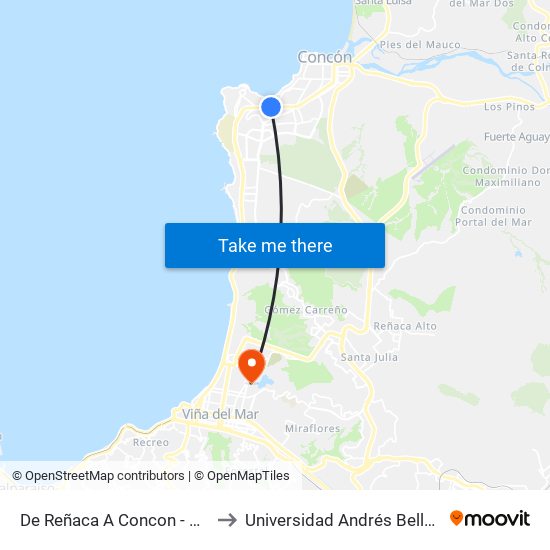 De Reñaca A Concon - Scipion Borgoño / Norte to Universidad Andrés Bello (Campus Viña Del Mar) map