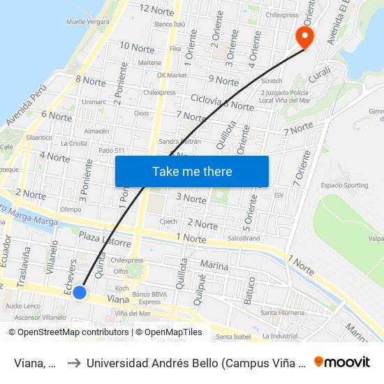 Viana, 553 to Universidad Andrés Bello (Campus Viña Del Mar) map