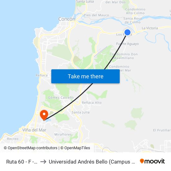 Ruta 60 - F - 528a to Universidad Andrés Bello (Campus Viña Del Mar) map