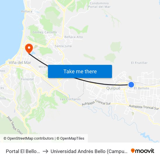 Portal El Belloto Easy to Universidad Andrés Bello (Campus Viña Del Mar) map