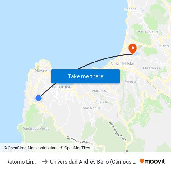 Retorno Linea 903 to Universidad Andrés Bello (Campus Viña Del Mar) map