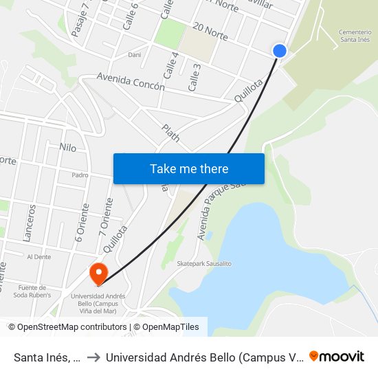 Santa Inés, 2221 to Universidad Andrés Bello (Campus Viña Del Mar) map