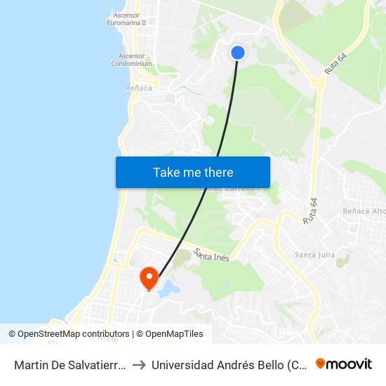 Martin De Salvatierra - San Patricio to Universidad Andrés Bello (Campus Viña Del Mar) map