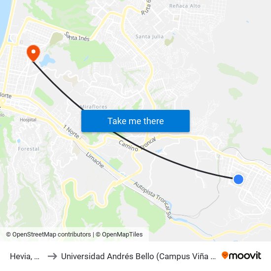 Hevia, 606 to Universidad Andrés Bello (Campus Viña Del Mar) map